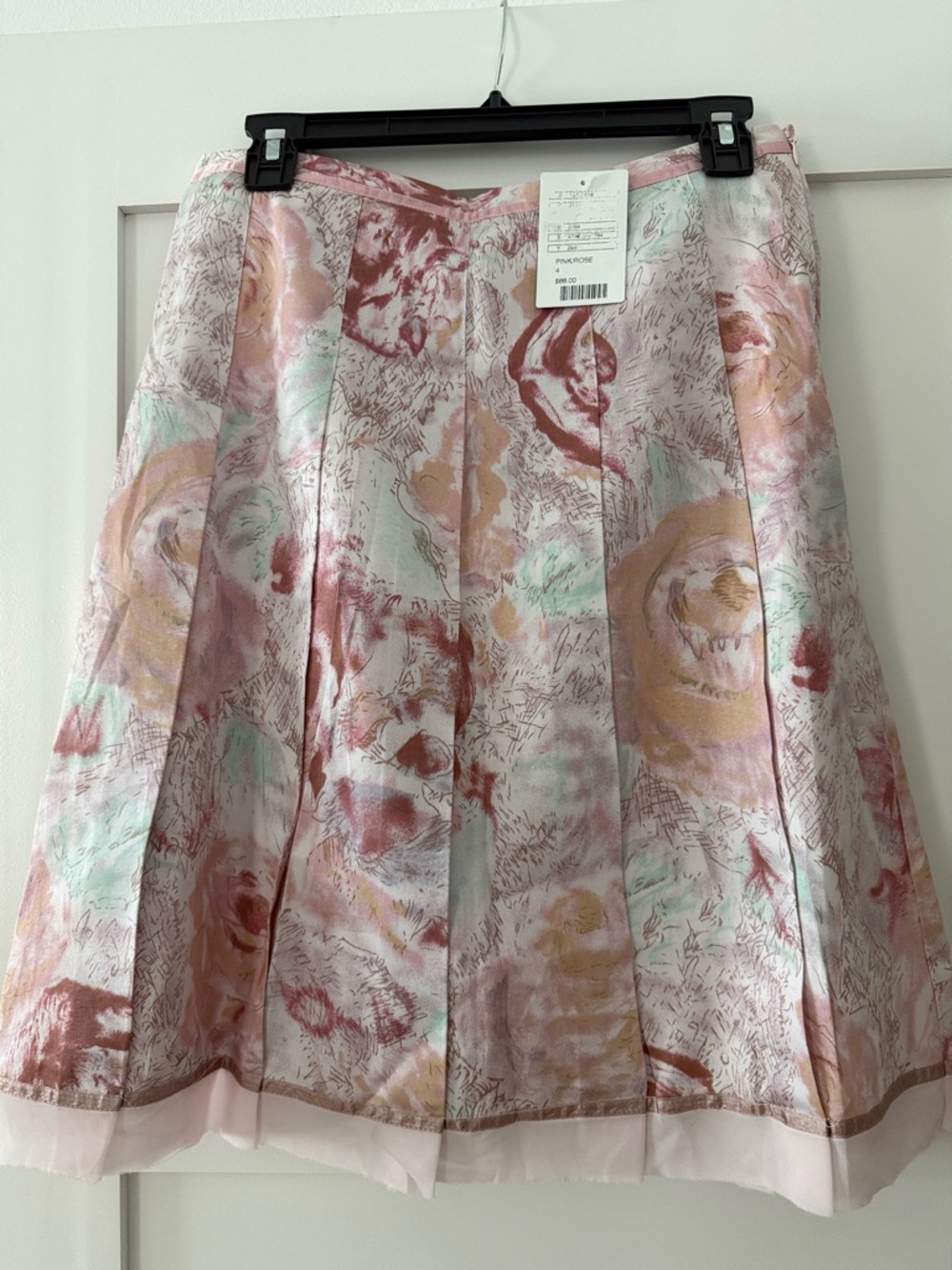 Anthropologie Odille Pastel Floral A-Line Skirt in Pink, Mint & Gold